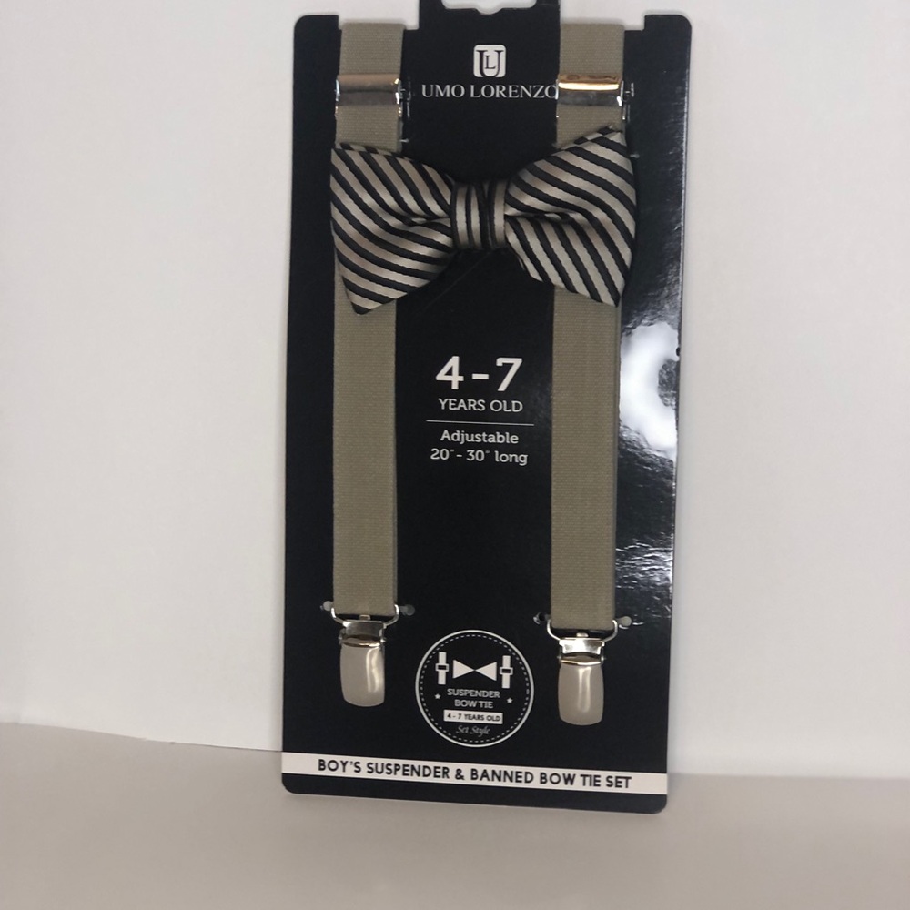 Umo Lorenzo Boys' Bow Tie and Suspenders Set